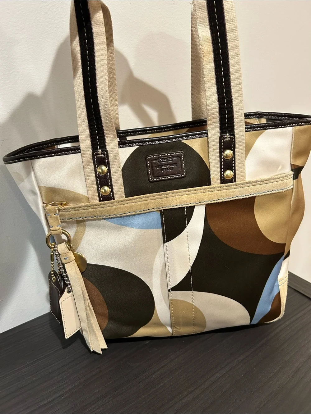 Vintage Coach Hamptons Weekend Scarf Print Tote Bag NWOT